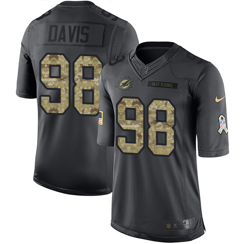 Nike Dolphins #98 Raekwon Davis Black Youth Stitched NFL Limited 2016 Salute to Service Jersey